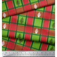 thumbnail image 3 of Soimoi Green Modal Satin Fabric Plant & Check Printed Fabric 1 Yard 42 Inch Wide, 3 of 3
