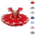 thumbnail image 1 of LOVZFMLL Girls' Summer Short Sleeve Ruffled Lace Round-Neck Embroidery Mesh Princess Bow Skirt, 1 of 9