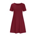 thumbnail image 5 of Ovzne Robes pour Femmes Robe Mode Femme Été Décontractée Col Rond Manches Courtes Robe Mini Unie Robe de Vacances Manches Courtes Liquidation, 5 of 5