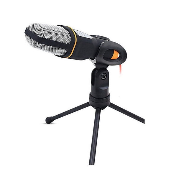 Mic Wired Condenser Sound Podcast Studio Microphone with Holder Clip for Skype MSN Karaoke PC Laptop (Black)