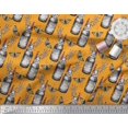 thumbnail image 3 of Soimoi Orange Moss Georgette Fabric Insect,Lavender & Vintage Bottle Print Fabric by Yard 42 Inch Wide, 3 of 3
