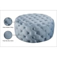 thumbnail image 4 of Meridian Furniture Addison Ottomane et Banc en Velours Bleu Ciel à Boutons, 4 of 4