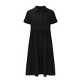 thumbnail image 4 of Jusqu'à 65 % de Rabais! Robes d'Été à la Mode pour Femmes 2024 Grande Taille Décontractées Aguichant à Col Rond Unies à Manches Courtes avec Boutons, 4 of 6