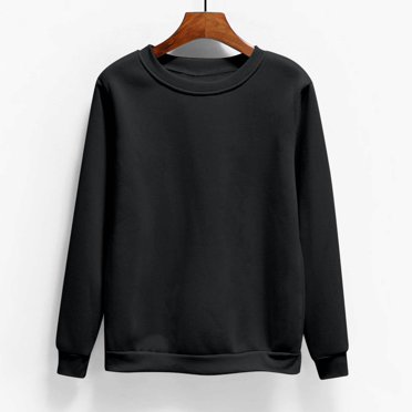 Frostluinai Fall Sweatshirts for Women Round Neck Loose Pullover Long Sleeve Fleece Sweat Shirts Plus Size Solid Casual Sweatshirts Clearance