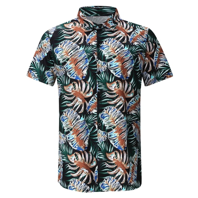 CEHVOM Chemise Hawaïenne à Manches Courtes pour Homme, Chemise de Plage Imprimée d'Été Décontractée à Boutons, Soldes
