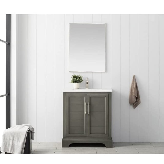 Vanity Art 30 Inch Single Sink Bathroom Vanity with Ceramic Sink and Top, Without Mirror