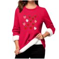 thumbnail image 2 of Heisall Chemises de Base pour Femmes Automne Hiver Imprimé Floral Col Rond Manches Longues Épaissies Polaire Teddy Shearling Chaud Ajusté Hauts Thermiques pour Usage Quotidien par Temps Froid, 2 of 3