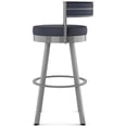 thumbnail image 3 of Amisco Browser 26 in. Swivel Counter Stool - Navy Blue Faux Leather / Glossy Grey Metal, 3 of 9