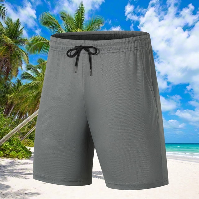 Sentmoon Mens Shorts Athletic High Waist Loose 2025 Summer Beach Shorts Drawstring Solid Color Quick Dry Running Shorts with Pockets Comfy for Sports Wear Dark Gray XL