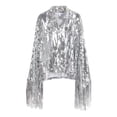 thumbnail image 2 of Gupgi Veste à Paillettes Scintillantes pour Femmes, Veste Brillante à Paillettes, Ouverte à l'Avant, Manteau à Franges à Pampilles, Veste Disco, 2 of 9