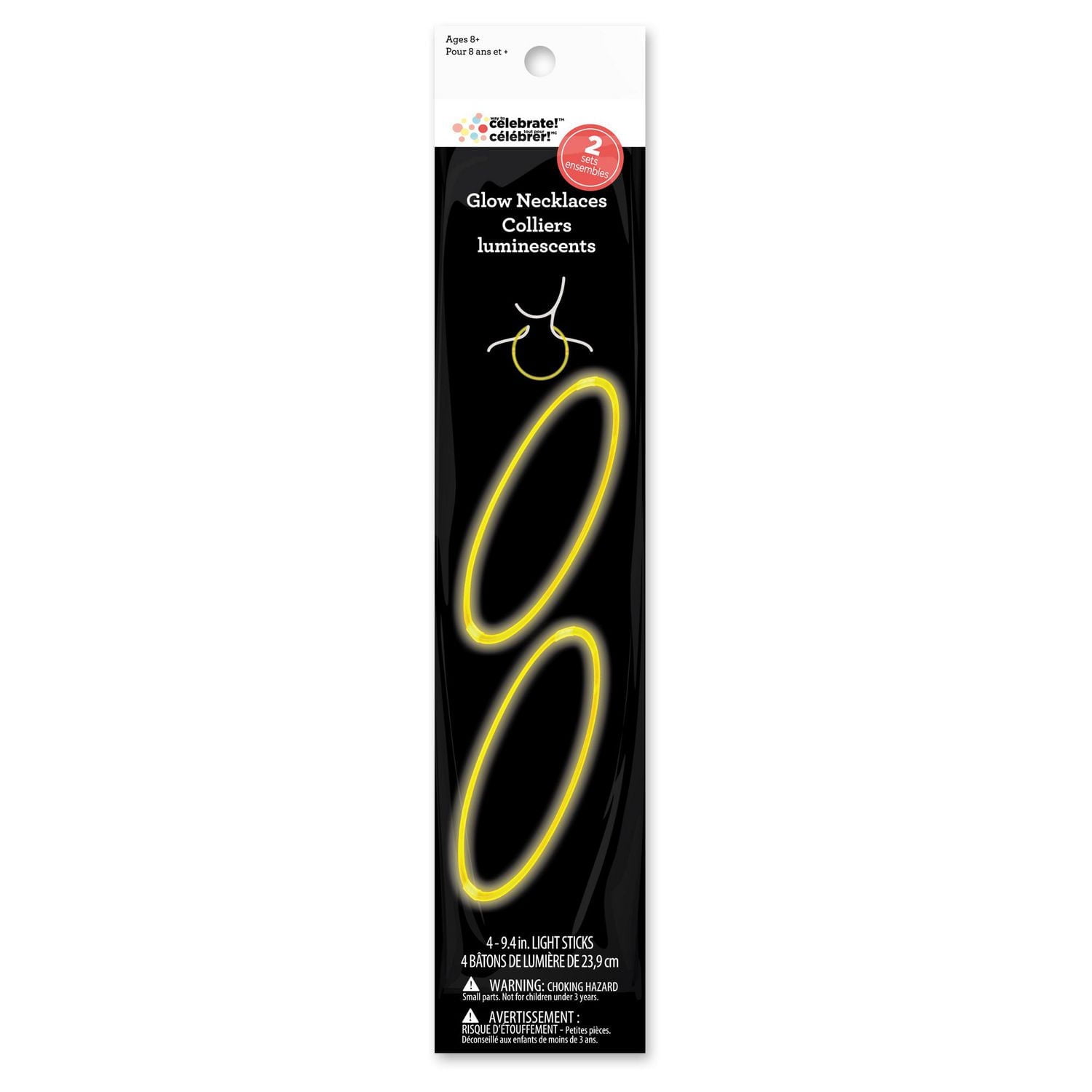 WAY TO CELEBRATE!  Collier lumineux, 4 Pièces de 23 cm, Jaune