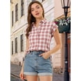 thumbnail image 2 of INSPIRE CHIC Women's Casual Plaids Short Sleeves Button Down Shirts, 2 of 6