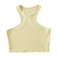 thumbnail image 3 of AherBiu Workout Tops for Women Racerback Sleeveless Cropped Ribbed Tank Top Crewneck Slim Yoga Cami Shirt, 3 of 3