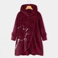 thumbnail image 1 of Women Printed Button Plush Tops Hooded Loose Cardigan Wool Coat Winter Jacket, 1 of 9