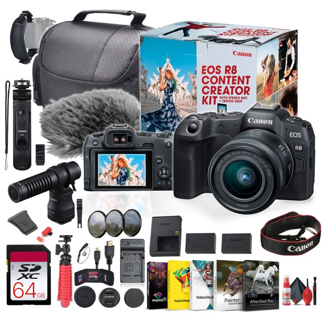 Canon EOS R8 Camera Content Creator Kit with RF 24-50mm f/4.5-6.3 IS STM Lens - Bundle(International Model)