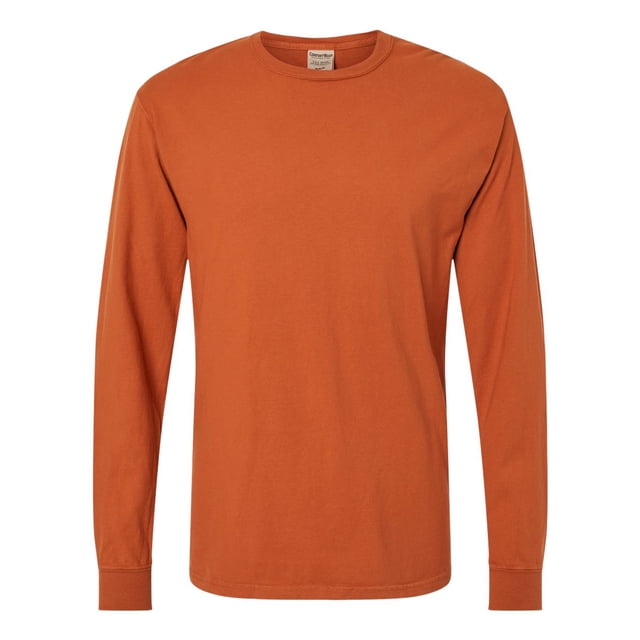 Hanes Mens ComfortWash Garment Dyed Long Sleeve Tee, XL, Texas Orange