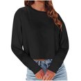 thumbnail image 1 of Birdeem Blouse à Manches Longues à Col Ras du Cou Unie pour Femme, 1 of 12