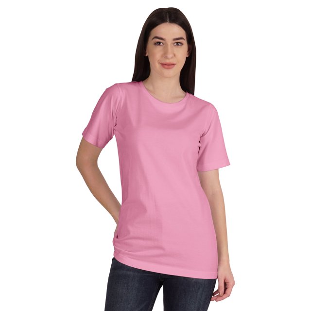 Inkmeso T-Shirt Basique à Col Rond pour Femmes, Manches Courtes, Coupe Régulière, Long Tee, Haut d'Entraînement