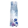 thumbnail image 3 of Ovzne Robes d'Été pour Femmes Robe de Plage Robe d'Été Décontractée pour Femmes Dégradé Sans Manches Col en V Longue Robe Grande Taille Robe Maxi Liquidation, 3 of 4