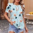 thumbnail image 2 of Pisexur Hauts pour Femmes, Hauts de Sortie pour Femmes & T-Shirt à Manches Courtes Col Rond Imprimé, Haut Ample, Hauts de Printemps pour Femmes Multicolore, G, 2 of 6