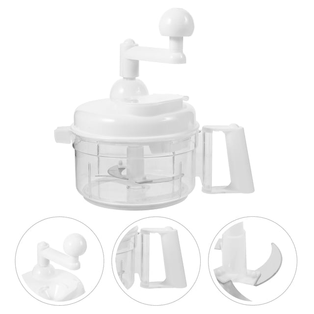 BRIGHTFUFU Hand Powered Food Processor with Three Layer Stainless Steel Blades for Vegetables and Meat Multi Color