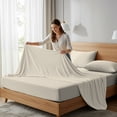 thumbnail image 4 of 100% Cotton Percale Single Flat Bedsheet Cool & Crisp Twin Ivory by Color Sense, 4 of 13