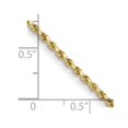 thumbnail image 2 of Diamond2Deal 14K Yellow Gold 2mm Semi Solid Diamond-cut Rope Chain Necklace for Women 22", 2 of 5