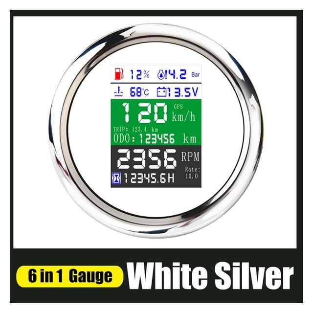 85mm 6 in 1 Multi-functional Digital Gauge GPS Fuel Level Water Temp Oil Pressure 0~10Bar With Alarm For Car Boat Tacho meter ,Wide Applicability