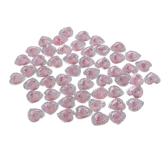 Abbracc 50pcs 12mm Heart Resin Rhinestone Flatback Buttons Double Drill Light Light Pink