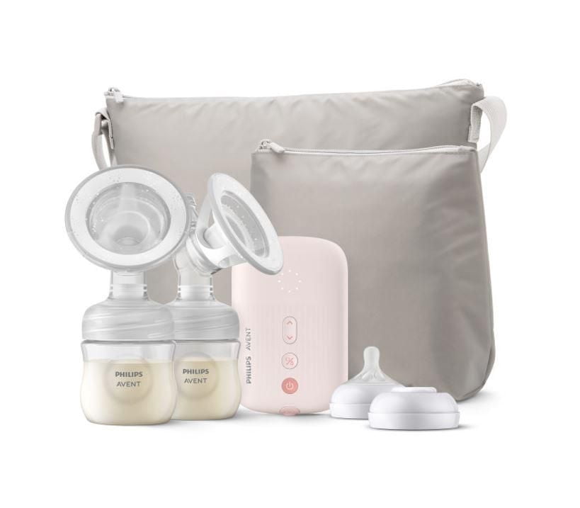 Philips Avent Double Electric Breast Pump, Natural Motion Technology, Light Pink, 2 Pack 4 oz Bottles