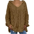 thumbnail image 2 of PVCS Women's Casual Hollow Out Solid Color Line V-Neck Long Sleeve Sweater Tops Blouse, 2 of 6