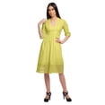 thumbnail image 4 of Moomaya Robe Midi Unie pour Femmes, Kurta de Soirée Décontractée avec Dentelle, Tenue d'Été, 4 of 6