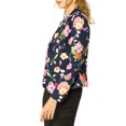 thumbnail image 4 of INSPIRE CHIC Women's Fitted Blazer Notch Lapel Printed Open Front Work Suit Jacket S Navy Blue-Floral, 4 of 8