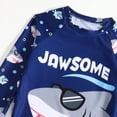thumbnail image 4 of PMVFHDE Toddler Boys' 2-Piece Swim Set - Long Sleeve Rash Guard & High-Waist Quick-Dry Trunks with Cartoon Animal Print for Beach/Pool 3-Blue,1-2 Years, 4 of 7