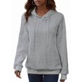 thumbnail image 3 of Womens Hoodies Oversized Hooded Sweatshirt Casual Long Sleeve Drawstring Pullover Tops Gray S, 3 of 9