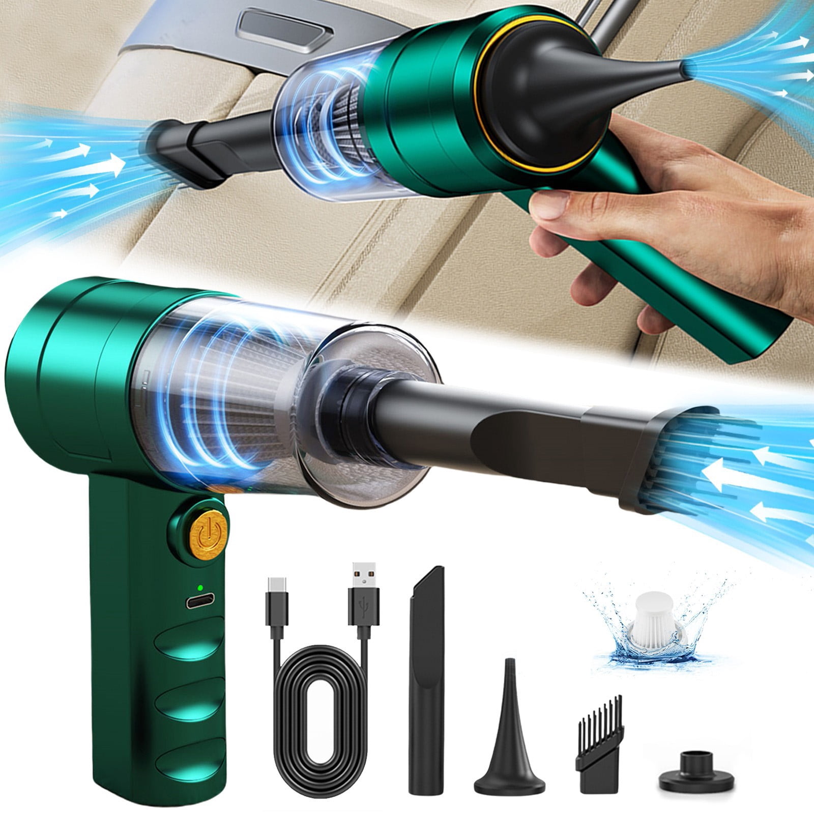 Dvkptbk Car Vacuum Cleaner Car Portable Handheld Small Vacuum Cleaner Wireless Home Car-Use Rechargeable High-Power Powerful Vacuum Cleaner Car Accessories