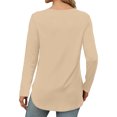 thumbnail image 4 of Pisexur Hauts pour Femmes Décontractés Col Rond T-Shirts Couleur Unie Été Classique Manches Longues Tuniques Tendance Blouses Automne, 4 of 6