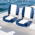 thumbnail image 2 of Costway 2-Pack Folding Boat Seats with Thick Sponge Padding Fixing Bolts Hinges Blue, 2 of 10