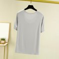 thumbnail image 4 of Weiqiqre T-Shirt à Col Rond pour Femme à Manches Courtes Ajusté T-Shirt Mince Uni Haut de Pyjama Pyjama à Manches Courtes, 4 of 7