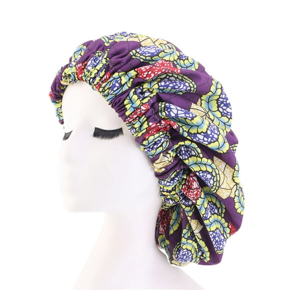 Bonnets Doublés en Satin Femmes Motif Africain Tissu Imprimé pour Cheveux Bouclés Bonnets Bonnet de Nuit Chapeau de Sommeil pour Dames Bande pour Cheveux