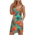 thumbnail image 2 of Ovzne Robes d'Été pour Femmes Robe d'Été pour Femmes Printemps et Été Vacances Bouton Col en V Robe à Bretelles Robe de Printemps Robe Imprimée Liquidation, 2 of 7