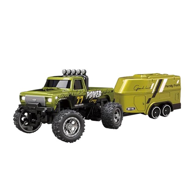 Wweixi Mini Rc Monster Truck With Lights 1/64 Remote Control Truck And Trailer Alloy Housing USB E