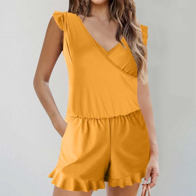 EQWLJWE Summer Saving!2024 One Piece Swimsuit Women Built In Bra Shorts Bathing Suits Full Coverage Ruffle Romper Swimsuits with Pockets