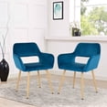 thumbnail image 2 of Dining chair dining room chair kitchen chair 2-piece set chair metal side chair PU leather armrest side chair 2-piece set for home kitchen bedroom living room metal leg (Blue, hollow out style), 2 of 7
