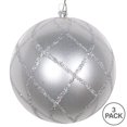 thumbnail image 2 of Vickerman MT198107D 4.75 in. Silver Candy Glitter Net Ornament - 3 per Bag, 2 of 3