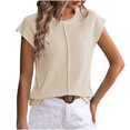 thumbnail image 1 of AherBiu Hauts en Tricot pour Femmes à Manches Cap, Blouse Chic Décontractée à Col Ras du Cou, Chandail Ample, Haut Uni, 1 of 3