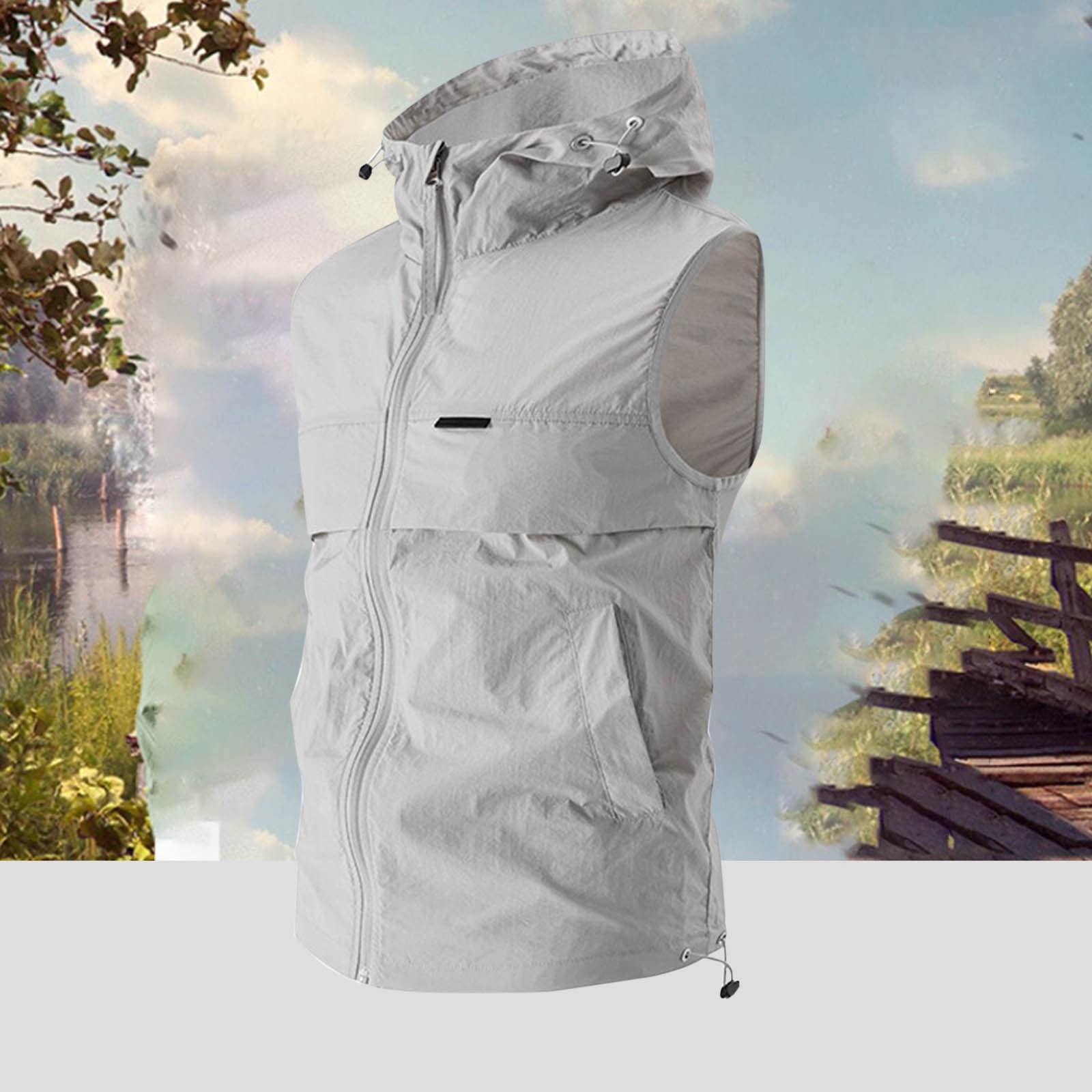 Ceisia UV Protection Men's Loose Fit Hooded Lightweight Quick-Dry Sun Vest Gift