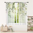 thumbnail image 1 of Spring Summer Sheer Curtains 63 Inches Long 2 Panels, Sage Green Semi Sheer Curtains Light Filtering, Eucalyptus Leaves Textured Drapes for Bedroom Living Room Dining Room, 52" X 63", 1 of 5