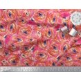 thumbnail image 3 of Soimoi Orange polyester Crepe Fabric Watercolor Floral Print Sewing Fabric BTY 52 Inch Wide, 3 of 3
