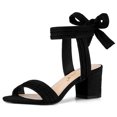 thumbnail image 1 of BLISSFUL STEP Women's Open Toe Back Ankle Tie Chunky Heel Sandals, 1 of 7